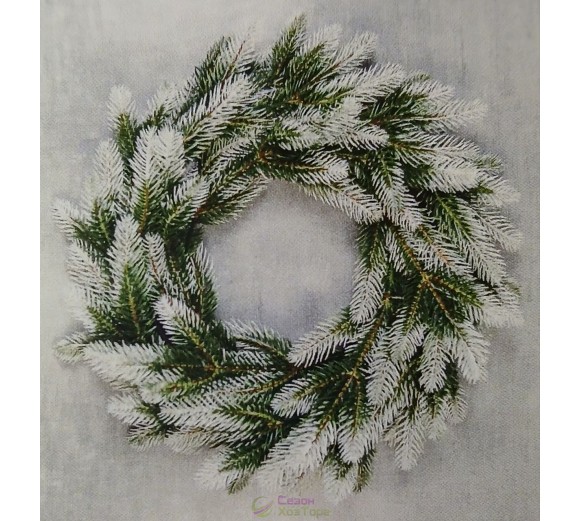 Венок литой зеленый с белыми кончиками d-40 см